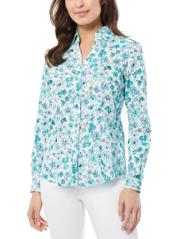 Limited Time Special Offer Womens Collared 100% Cotton Button-Down Top