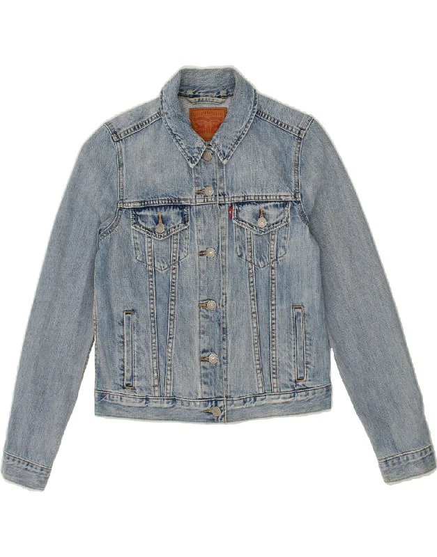 Clothes For Women LEVI'S Womens Crop Denim Jacket UK 10 Small Blue Cotton