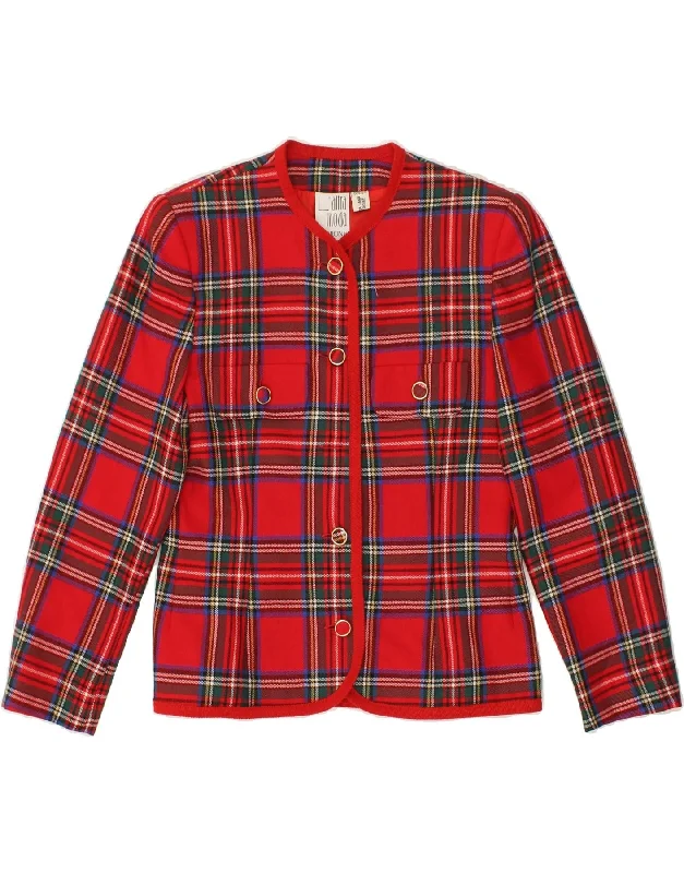 Casual Attire For Women VINTAGE Womens 4 Button Blazer Jacket IT 44 Medium Red Check Virgin Wool Casual Attire For Women VINTAGE Womens 4 Button Blazer Jacket IT 44 Medium Red Check Virgin Wool