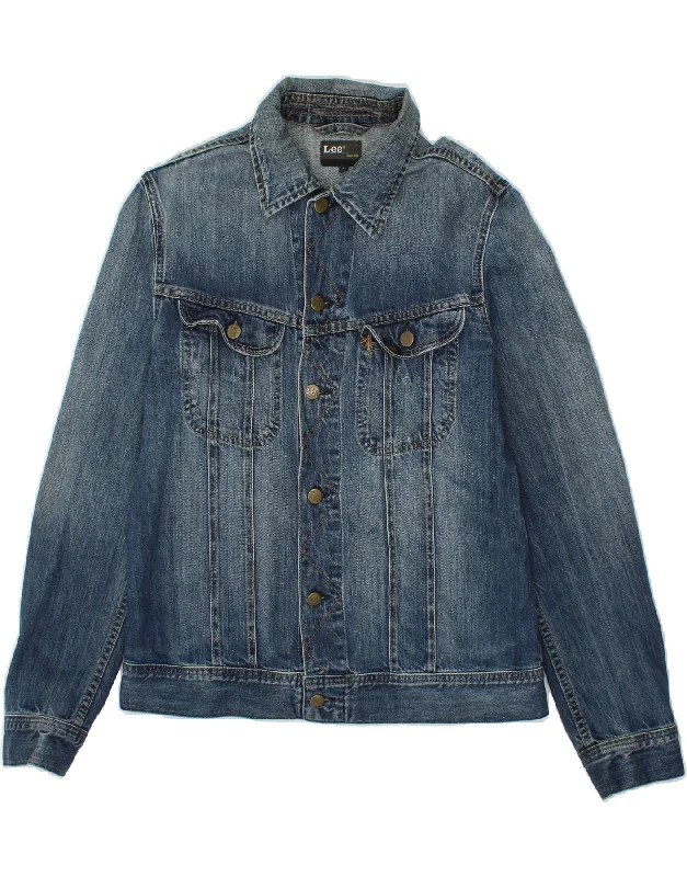 Best Boutiques Online LEE Womens Denim Jacket UK 14 Large Blue Cotton