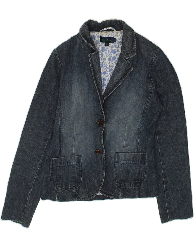 Comfortable Casual Women's Clothing BODEN Womens 2 Button Denim Blazer Jacket UK 12 Medium Navy Blue Cotton