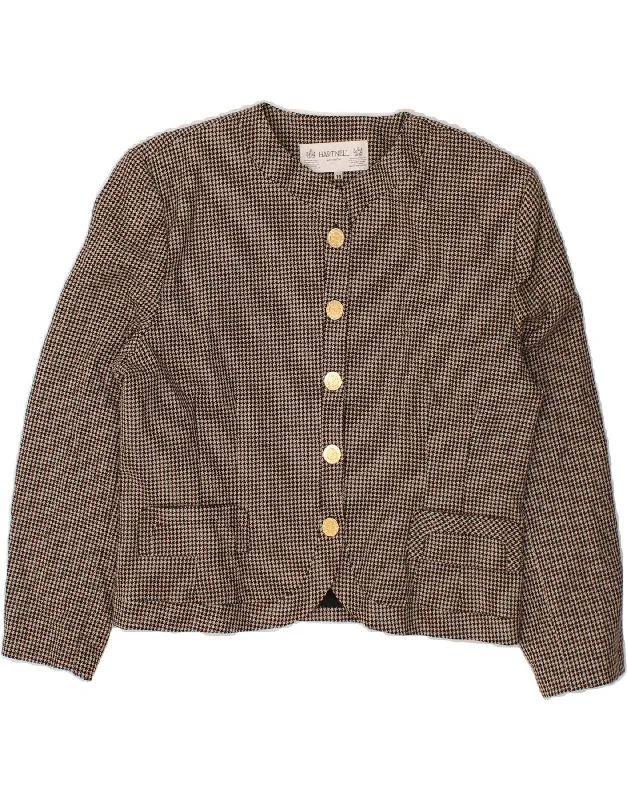 Elegant Fashion VINTAGE Womens 5 Button Blazer Jacket UK 16 Large Grey Houndstooth