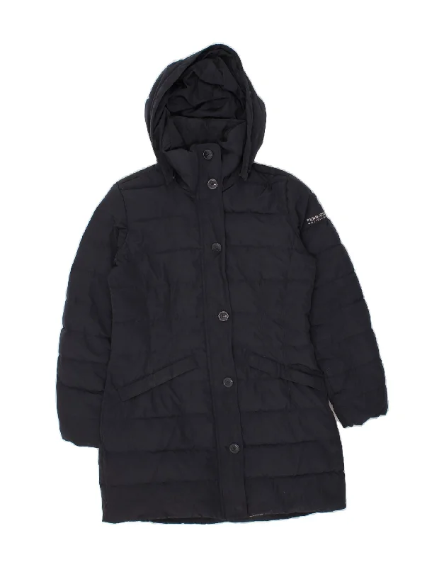 Charming Everyday Clothing For Women WOOLRICH Womens Penn-Rich Hooded Padded Coat UK 10 Small Navy Blue