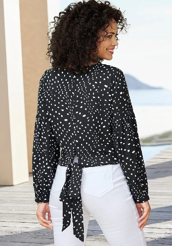 Bid Farewell To The Old Season LASCANA Women's Dot Print Long Sleeve Blouse