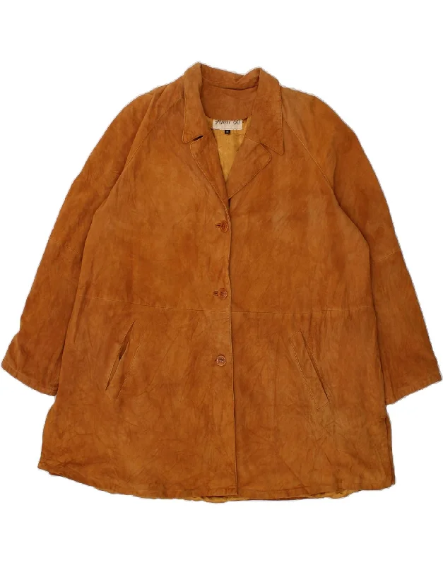 Women's Holiday Attire VINTAGE Womens Suede Coat IT 46 Large Brown