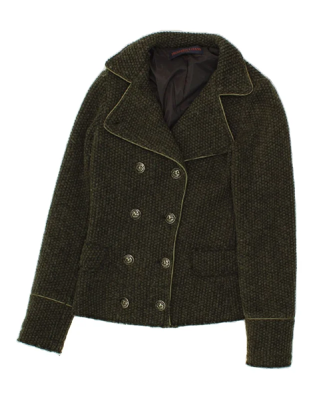 Women's Trendy Casual Clothes TRUSSARDI Womens Pea Coat IT 38 XS Green Virgin Wool