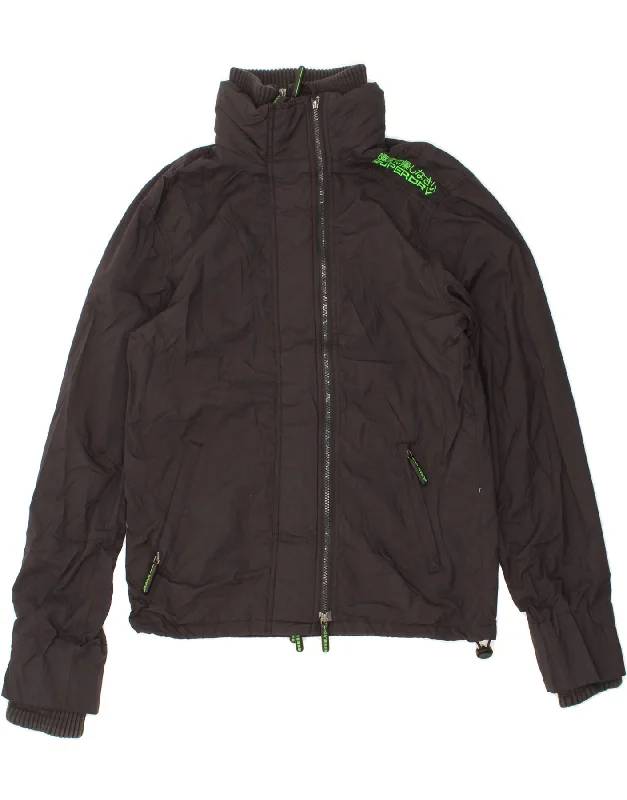 Earthy Tones SUPERDRY Womens Windbreaker Jacket UK 16 Large Black Nylon