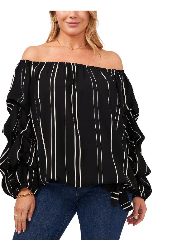 Great Fashion, Even Better Prices Plus   Womens Gathered Sleeve Tie Front Pullover Top