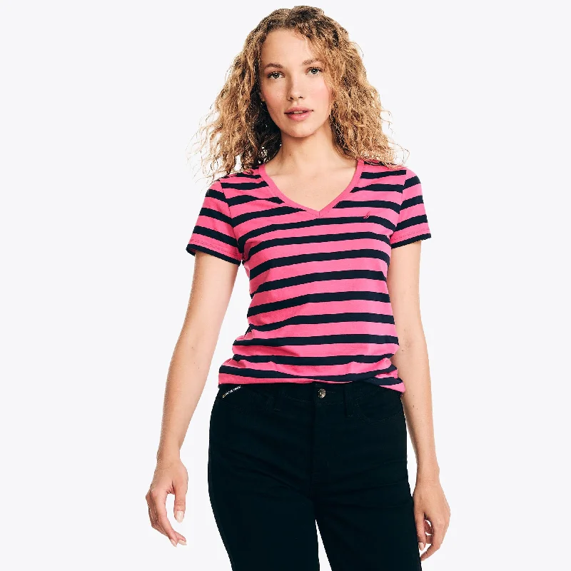 Limited Stock – Weekend Offers Available Now Nautica Womens Striped V-Neck T-Shirt