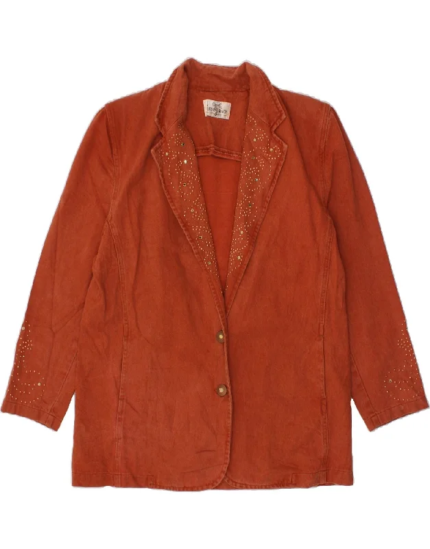 Flash Sale Clothing VINTAGE Womens Denim Jacket UK 16 Large Brown Cotton