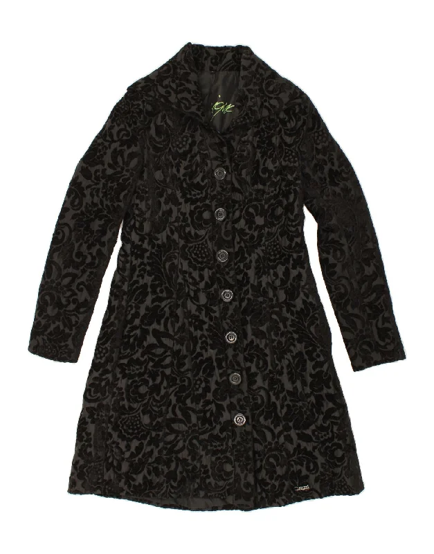 Vintage Clothing For Women DESIGUAL Womens Graphic Overcoat EU 40 Medium Black Paisley Viscose Vintage Clothing For Women DESIGUAL Womens Graphic Overcoat EU 40 Medium Black Paisley Viscose