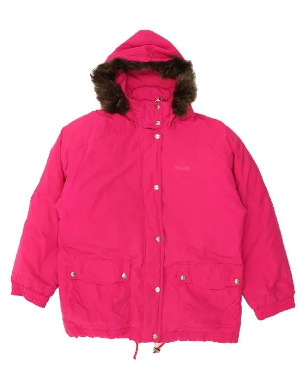 Fashionable Casual Tops FILA Womens Hooded Windbreaker Jacket IT 48 XL Pink