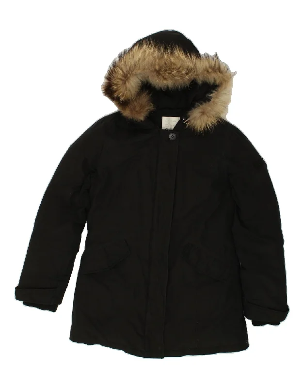 Stylish Women's Outfit GAS Womens Hooded Padded Jacket UK 14 Large Black Polyamide