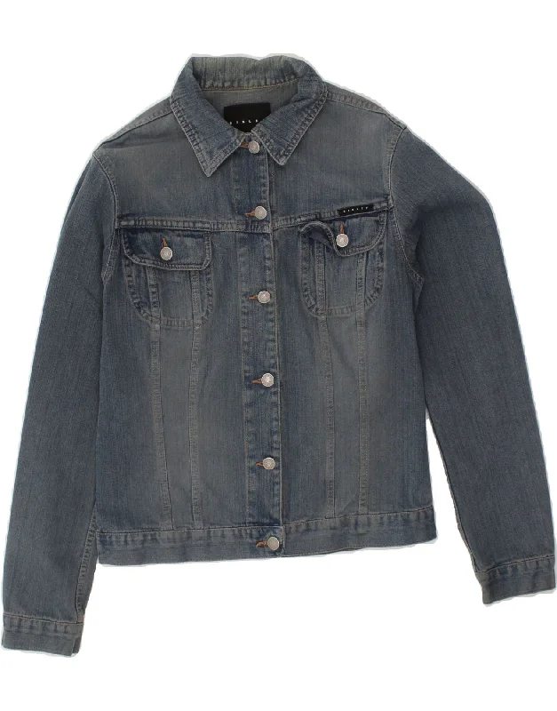 Luxury Women's Fashion SISLEY Womens Denim Jacket UK 14 Medium Blue