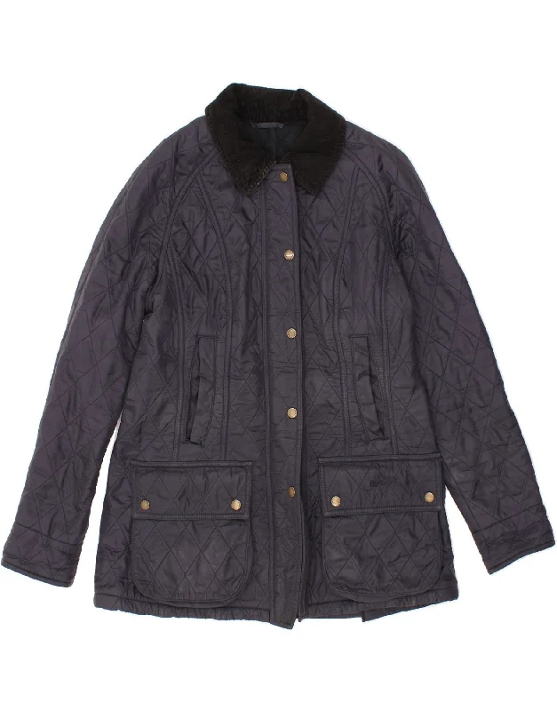 Casual Clothes For Women BARBOUR Womens Quilted Jacket UK 12 Medium Navy Blue Argyle/Diamond