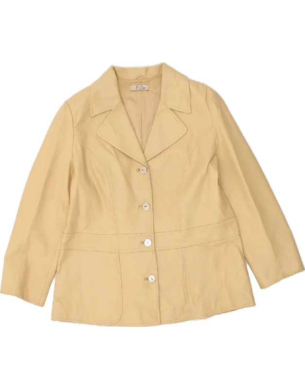 Chic Casual Wardrobe Essentials VINTAGE Womens Leather Jacket UK 18 XL  Beige Leather
