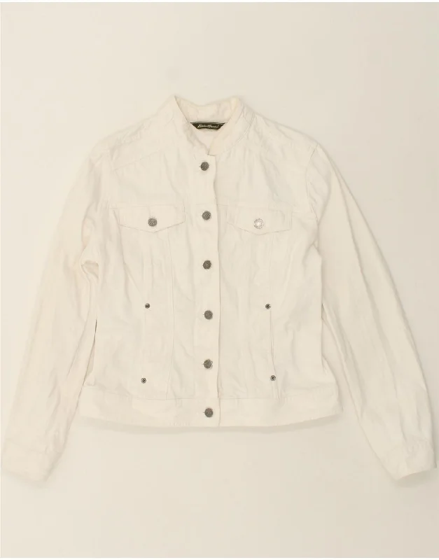 Women's Work Outfit For The Office EDDIE BAUER Womens Denim Jacket UK 12 Medium White Cotton Women's Work Outfit For The Office EDDIE BAUER Womens Denim Jacket UK 12 Medium White Cotton