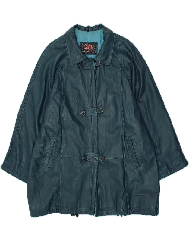 Elegant Women's Fashion VINTAGE Womens Leather Coat UK 18 XL Blue