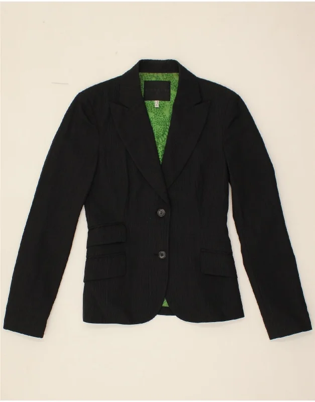 Workwear Fashion for Women RICHMOND Womens 2 Button Blazer Jacket UK 8 Small Navy Blue Striped Wool