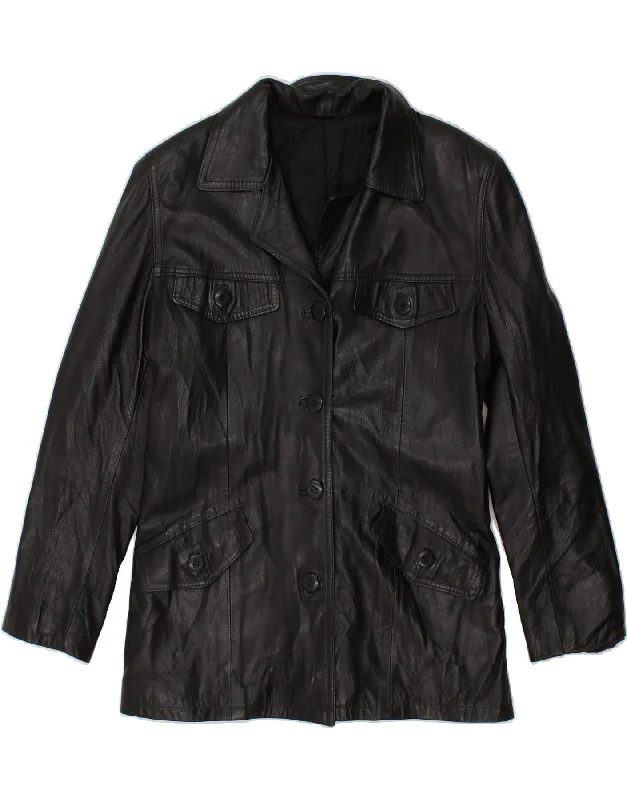 Vintage Clothing For Women VINTAGE Womens Leather Jacket IT 44 Medium Black Leather