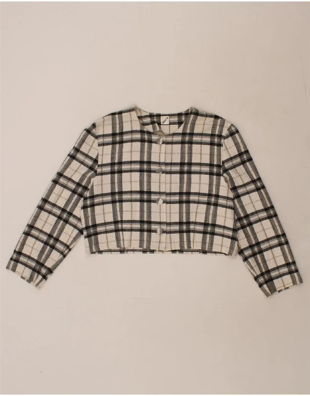 Women's Vintage Clothes VINTAGE Womens Crop 3/4 Sleeve Blazer Jacket US 10 Large Off White Check Women's Vintage Clothes VINTAGE Womens Crop 3/4 Sleeve Blazer Jacket US 10 Large Off White Check