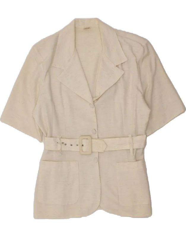 Discount Store VINTAGE Womens Short Sleeve 2 Button Blazer Jacket UK 18 XL Beige Flecked Discount Store VINTAGE Womens Short Sleeve 2 Button Blazer Jacket UK 18 XL Beige Flecked