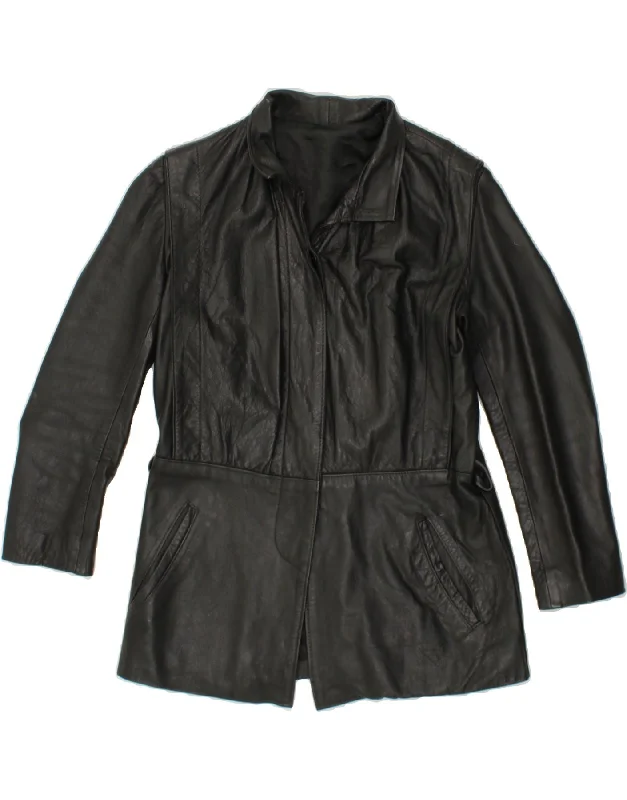 Winter Wardrobe Clearance VINTAGE Womens Leather Jacket UK 12 Medium Black
