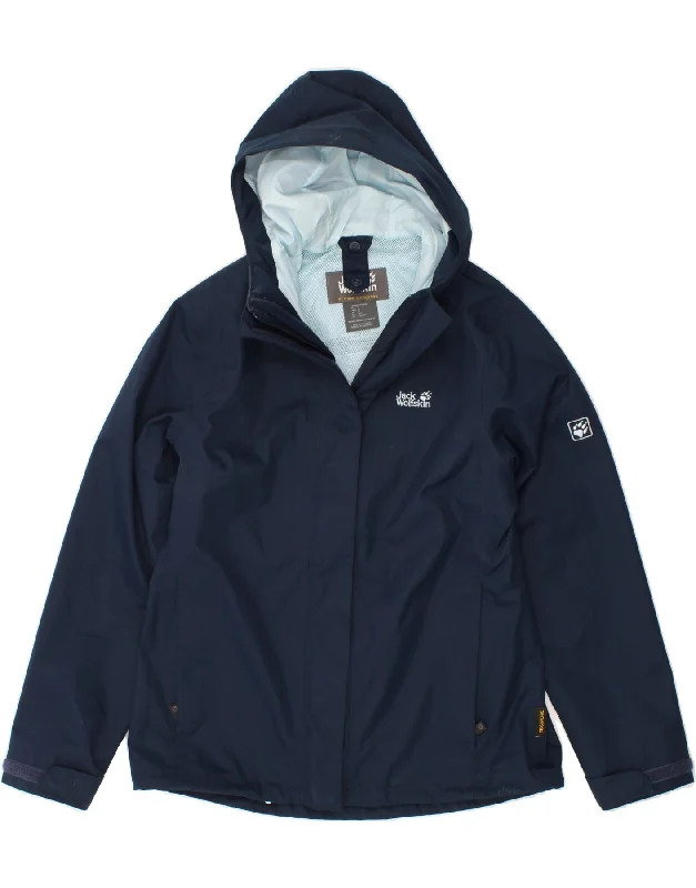 Women's Party Outfit JACK WOLFSKIN Womens Hooded Rain Jacket UK 8/10 Small Navy Blue Women's Party Outfit JACK WOLFSKIN Womens Hooded Rain Jacket UK 8/10 Small Navy Blue