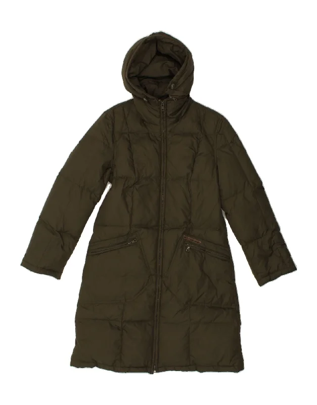 Shop Ladies Clothes GAS Womens Hooded Padded Coat UK 10 Small Khaki Nylon