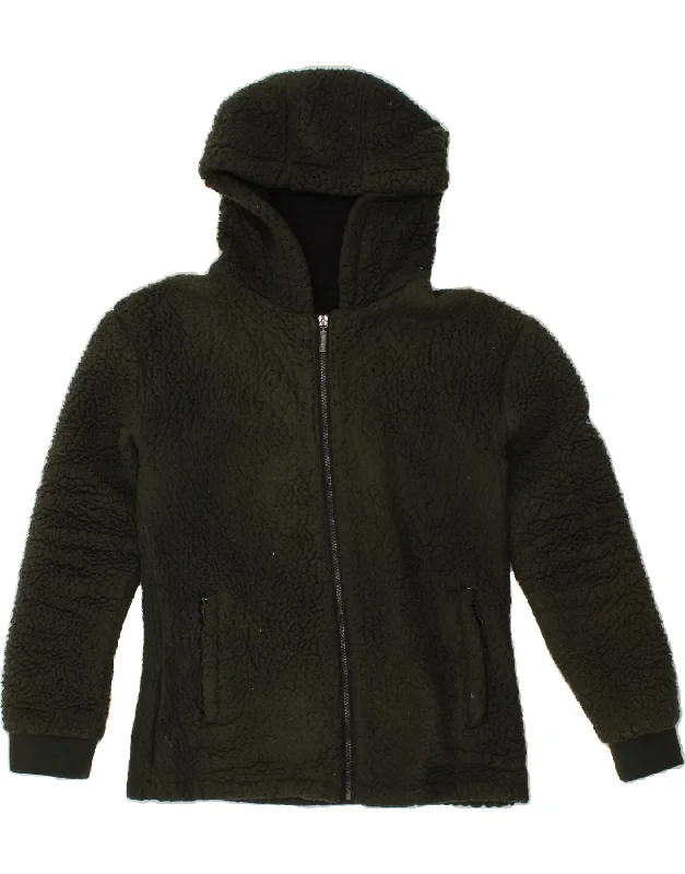 Versatile Women's Fashion BEAR Womens Hooded Fleece Jacket UK 14 Large Khaki Polyester