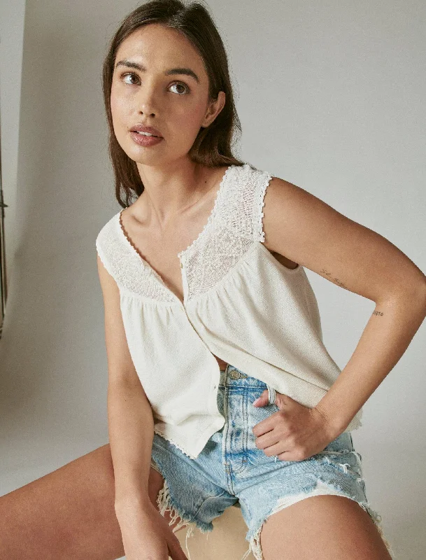Summer Deals Lucky Brand Women's Geo Embroidered Tank
