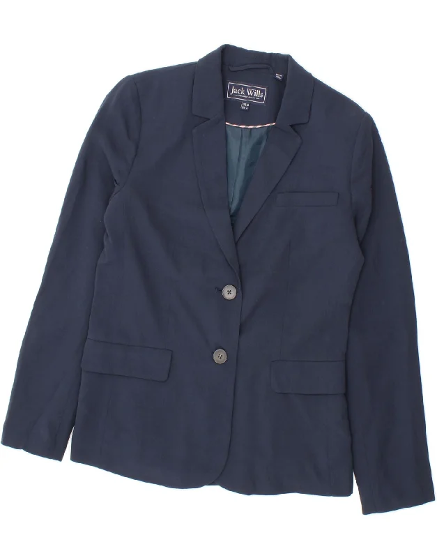 Affordable Women's Clothing JACK WILLS Womens 2 Button Blazer Jacket UK 10 Small Navy Blue Polyester Affordable Women's Clothing JACK WILLS Womens 2 Button Blazer Jacket UK 10 Small Navy Blue Polyester