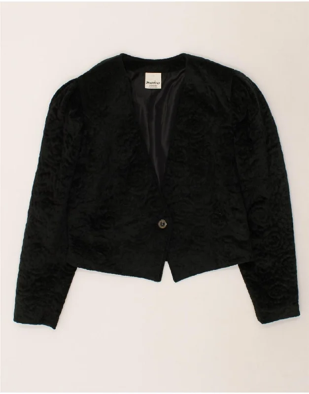 Women's Outerwear Clothing VINTAGE Womens Crop 1 Button Blazer Jacket EU 38 Medium Green Triacetate