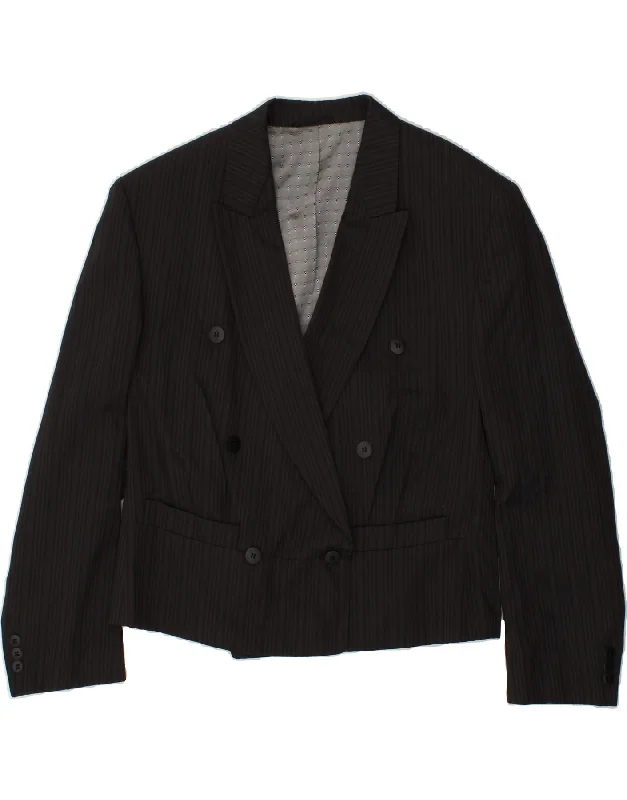Women's Activewear Outfit VINTAGE Womens Double Breasted Blazer Jacket UK 12 Medium Grey Striped
