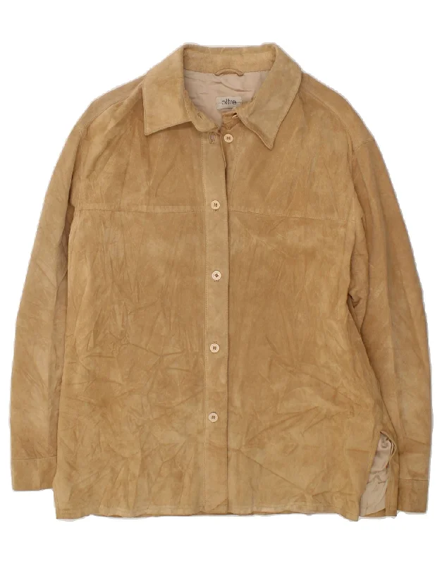 Clothing Sale OLTRE Womens Suede Jacket UK 18 XL  Brown Leather