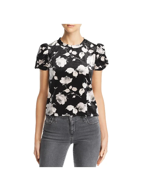 Limited Time Special Offer Womens Velvet Floral Pullover Top