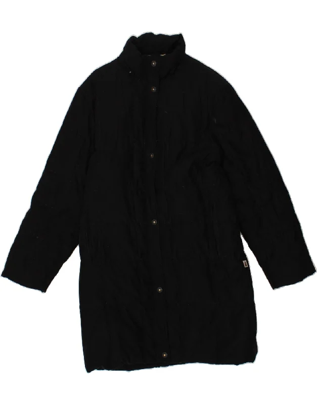 Women's Clothing Stores VINTAGE Womens Padded Coat UK 14 Medium Black Polyester