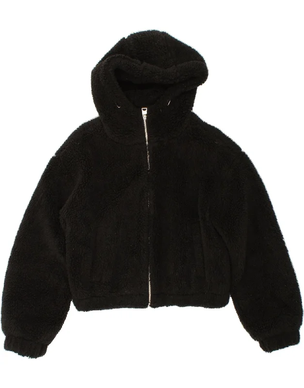 Women's Clothes For Outdoor Events VINTAGE Womens Hooded Fleece Jacket UK 14 Medium Black Polyester Women's Clothes For Outdoor Events VINTAGE Womens Hooded Fleece Jacket UK 14 Medium Black Polyester