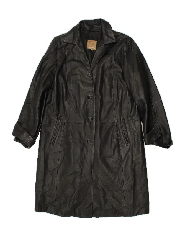 Graceful Fashion CONBIPEL Womens Leather Coat UK 12 Medium Black Leather