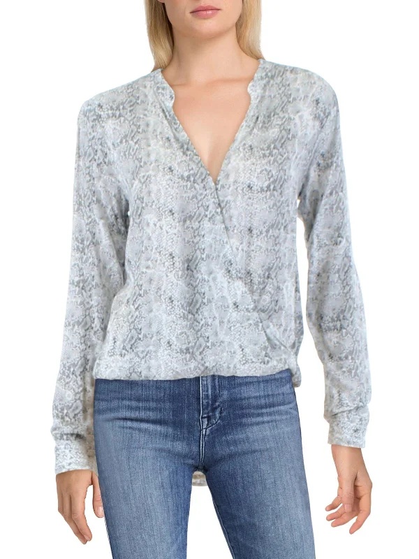 Unmissable Sale – Shop Before It'S Over Womens Python Print Surplice Blouse