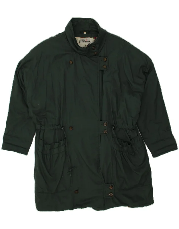 Premium Fabrics VINTAGE Womens Windbreaker Coat IT 42 Medium Green Cotton