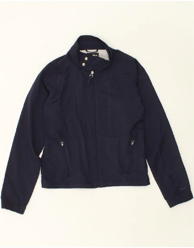 Women's High-Fashion Attire FILA Womens Bomber Jacket UK 8 Small Navy Blue