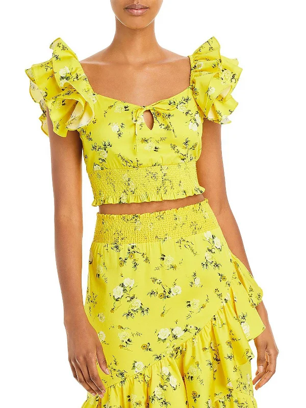 Effortless Style, Endless Impact Shanae Womens Floral Print Smocked Cropped