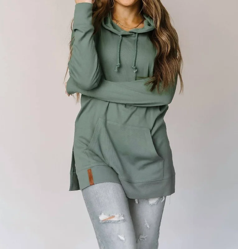 Step Ahead, Lead The Trend Sideslit Hoodie In Chive