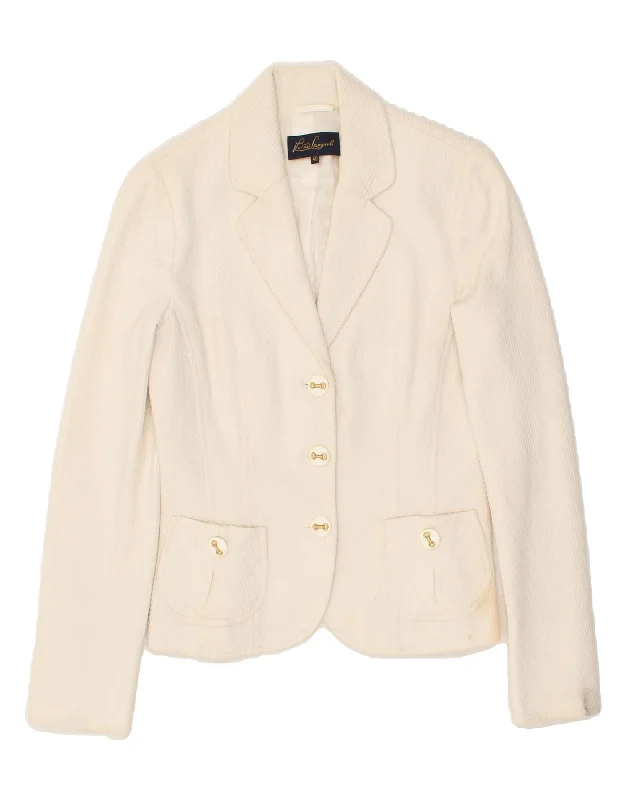 Holiday Discount LUISA SPAGNOLI Womens 3 Button Blazer Jacket IT 40 Small Off White Cotton Holiday Discount LUISA SPAGNOLI Womens 3 Button Blazer Jacket IT 40 Small Off White Cotton