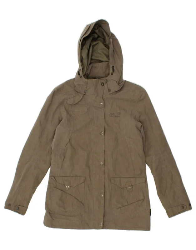 Women's Party Outfit JACK WOLFSKIN Womens Hooded Windbreaker Jacket UK 10 Small Khaki Polyester