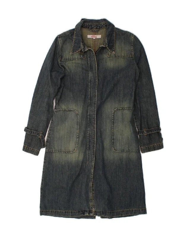 Clothes For Woman S.OLIVER Womens Denim Coat IT 40 Small Navy Blue Cotton