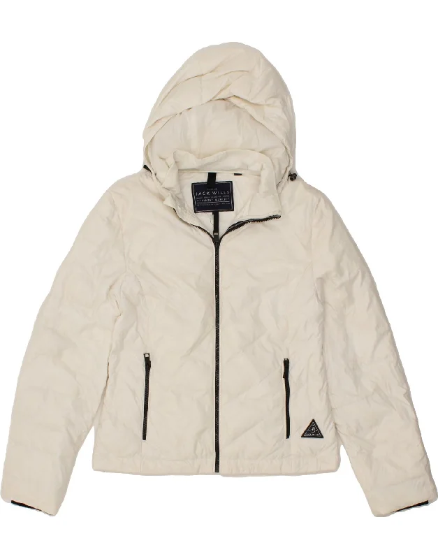 Women's Luxury Attire JACK WILLS Womens Hooded Padded Jacket UK 12 Medium Off White Polyamide Women's Luxury Attire JACK WILLS Womens Hooded Padded Jacket UK 12 Medium Off White Polyamide