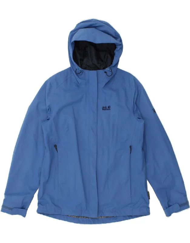 Chic And Comfortable JACK WOLFSKIN Womens Hooded Rain Jacket UK 12 Medium Blue Polyamide Chic And Comfortable JACK WOLFSKIN Womens Hooded Rain Jacket UK 12 Medium Blue Polyamide