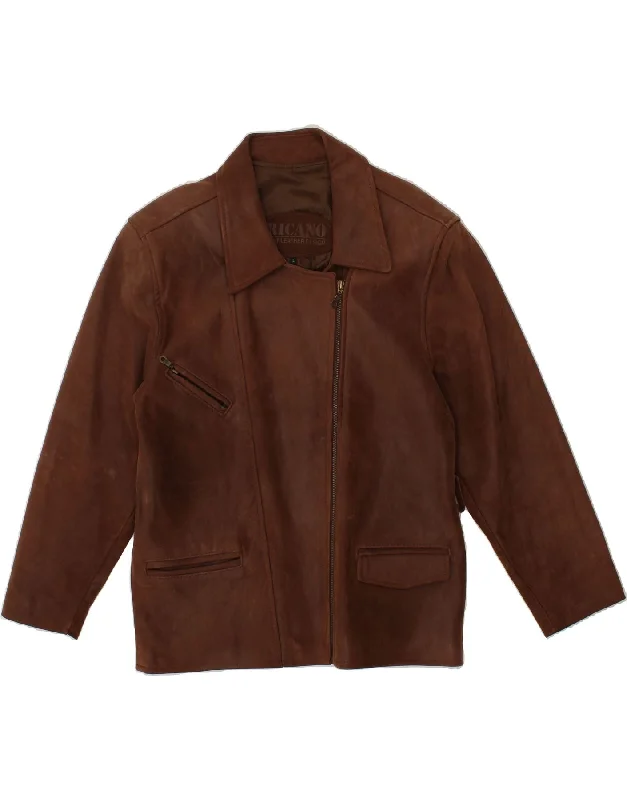 Women's Clothing Sale RICANO Womens Leather Jacket UK 16 Large Brown Leather